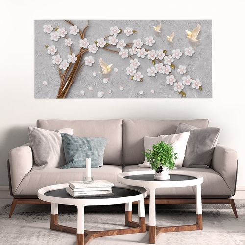 Painel Quadro Adesivo - Cerejeira e pássaros