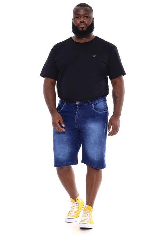 Bermuda Desfiada Allmaria Plus Size Shyros Masculina Jeans Azul Escuro 56