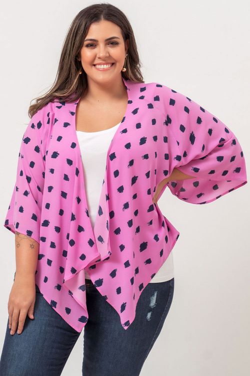 Kimono Curto Allmaria Plus Size Garage Estampado Pink