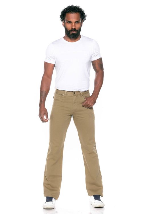 Calça Allmaria Plus Size Shyros Básica Masculina Jeans Bege 38