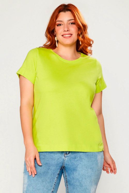 T Shirt Básica Allmaria Plus Size Garage Gola Redonda Verde Claro