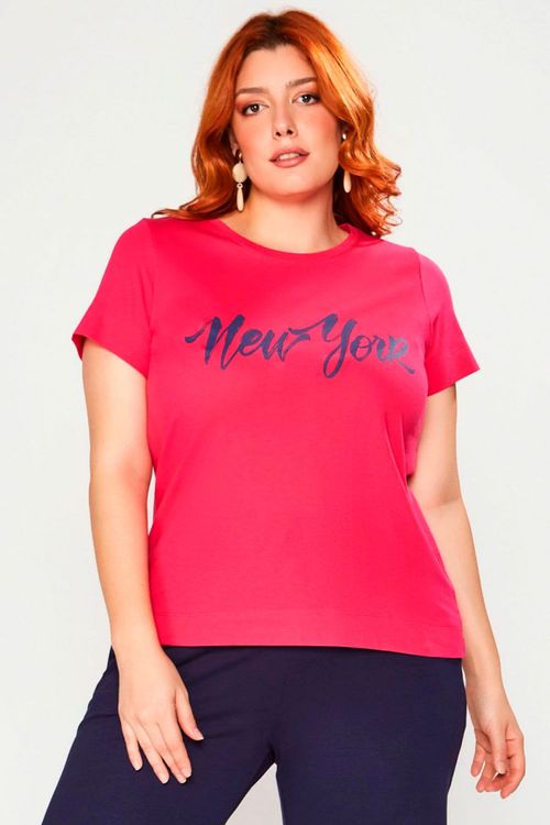 T Shirt Básica Allmaria Plus Size Garage Estampada Pink