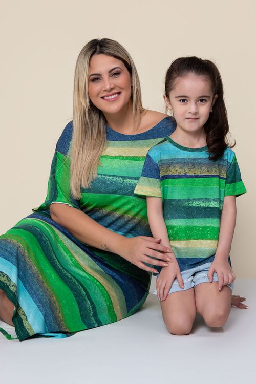 T Shirt Allmaria Plus Size Garage Listrada Infantil Gola Redonda Verde UN