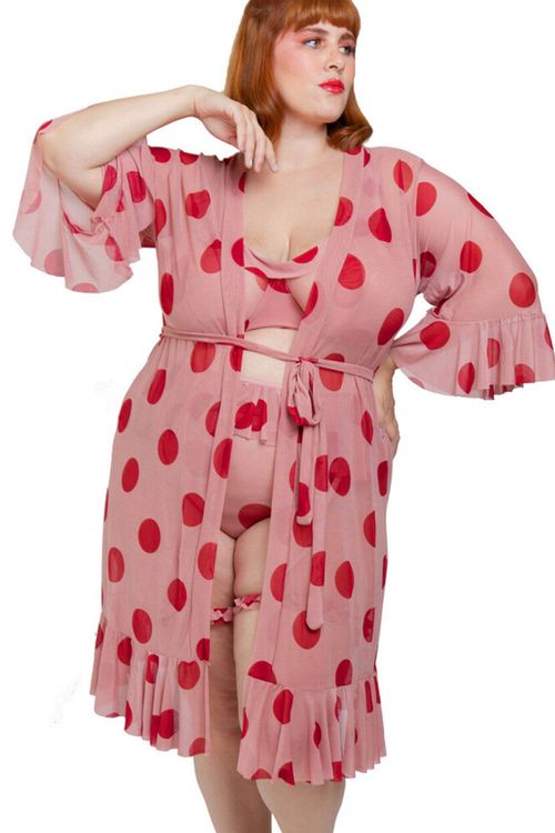 Kimono Midi Allmaria Plus Size Bambina Poá Rosa