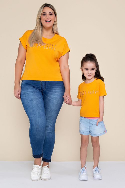 T Shirt Allmaria Plus Size Garage Estampada Infantil Gola Redonda Amarelo UN