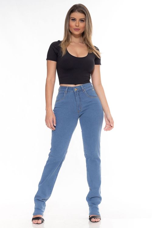 Calça Allmaria Plus Size Shyros Reta Básica Jeans Azul Claro