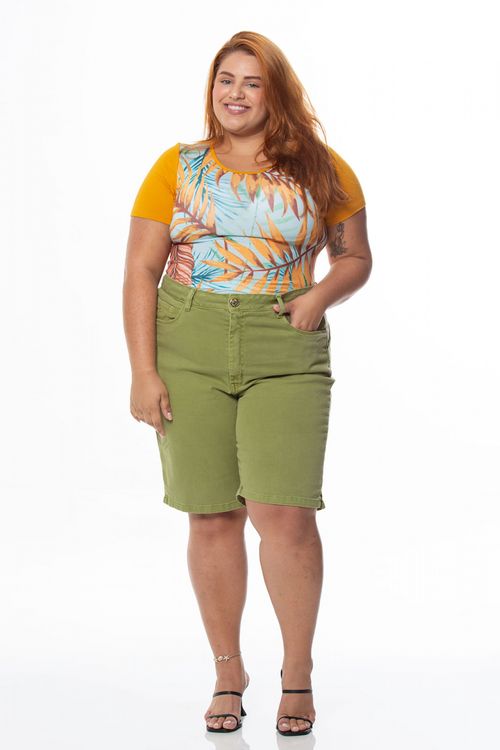 Bermuda Jeans Denuncia Plus Size Middle Plus 2033300003 Verde