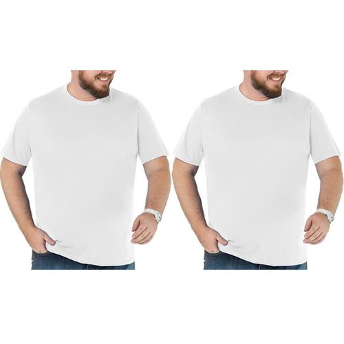 Kit 2 Camisetas Básica Masculina Plus Size Branca Algodão