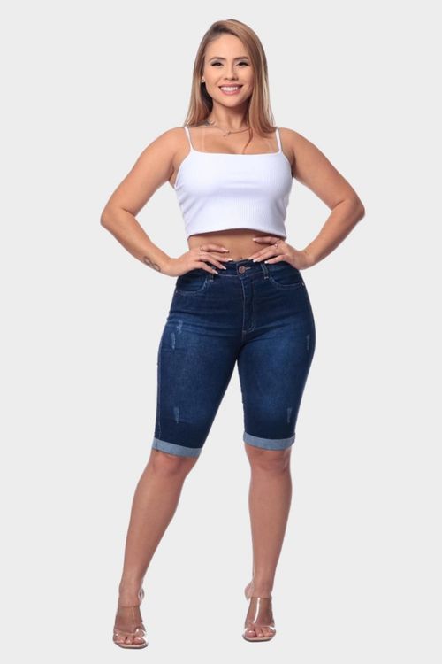 Bermuda Jeans Allmaria Plus Size Shyros Pedal Azul
