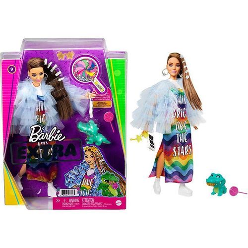 Barbie Extra Doll Casaco Azul Vestido Arco Iris Mattel Import